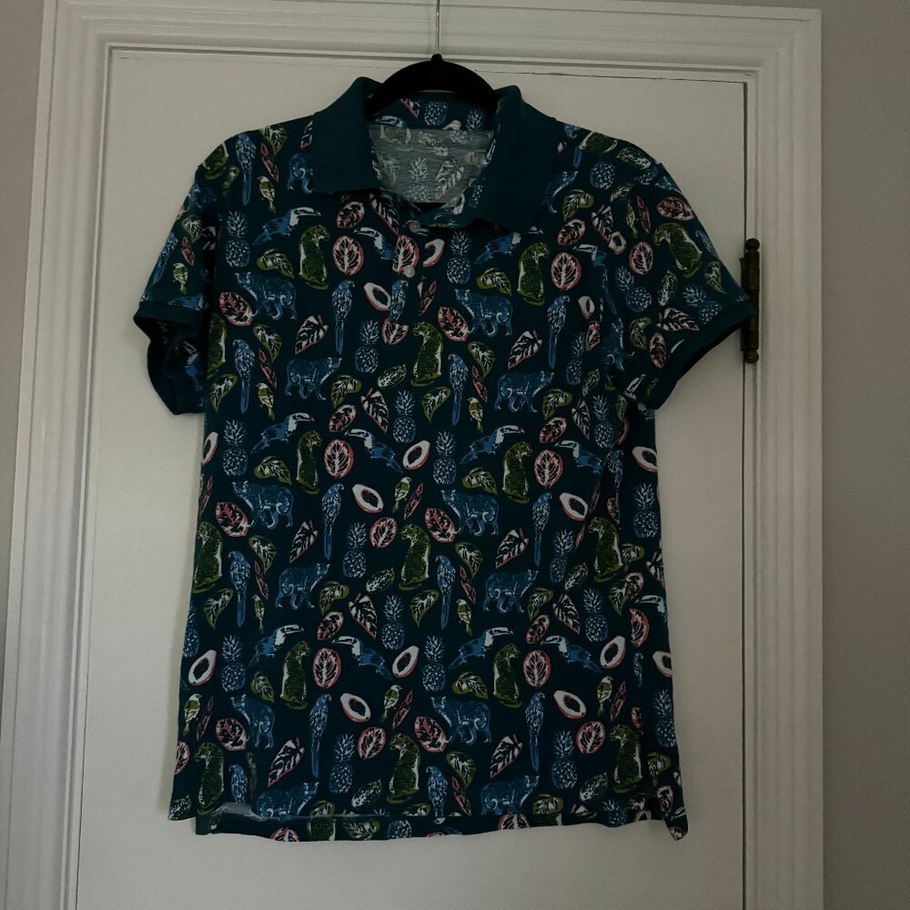 Bonobos Men's Cotton Polo Shirt Parrot Panther Guava Tropical Size Medium